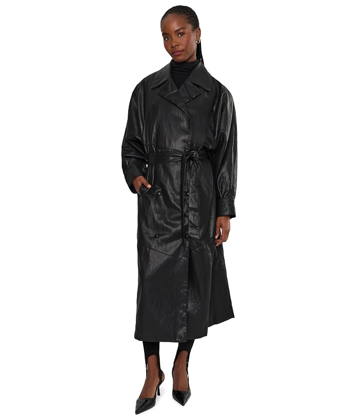 Women's Avec Les Filles Faux Leather Long Trench Coat