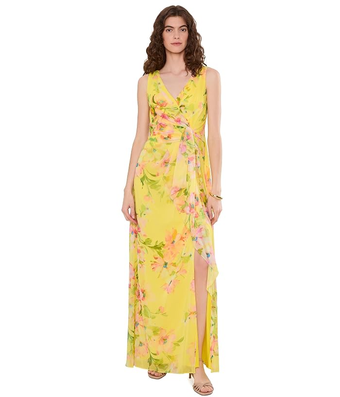 Women's Adrianna Papell Draped Floral Chiffon Gown